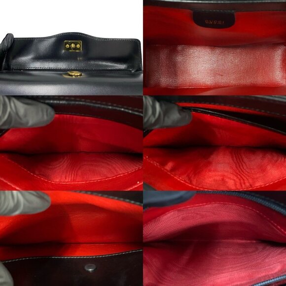 GUCCI Black Leather Bamboo Shoulder Bag - Picture 8 of 9